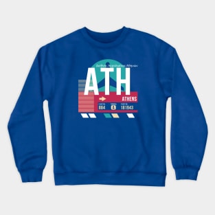 Athens, Greece (ATH) Airport Code Baggage Tag E Crewneck Sweatshirt